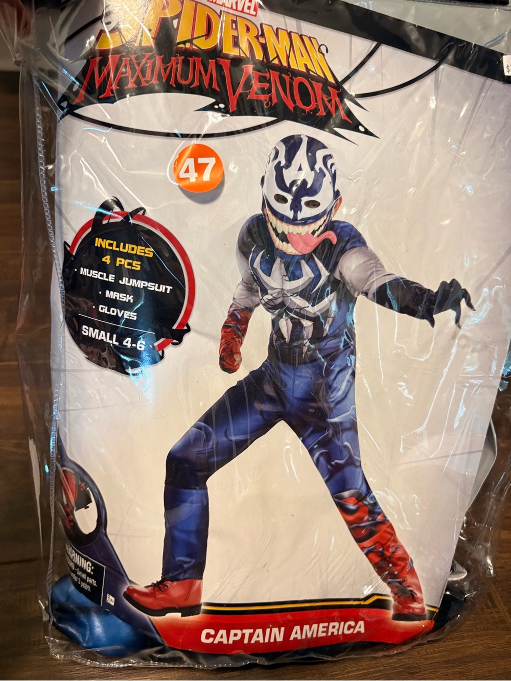 Marvel Spider-Man Maximum Venom Captain America Kids Costume -  Size 4-6